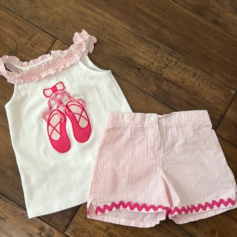 Ballet pink seersucker 2pc set